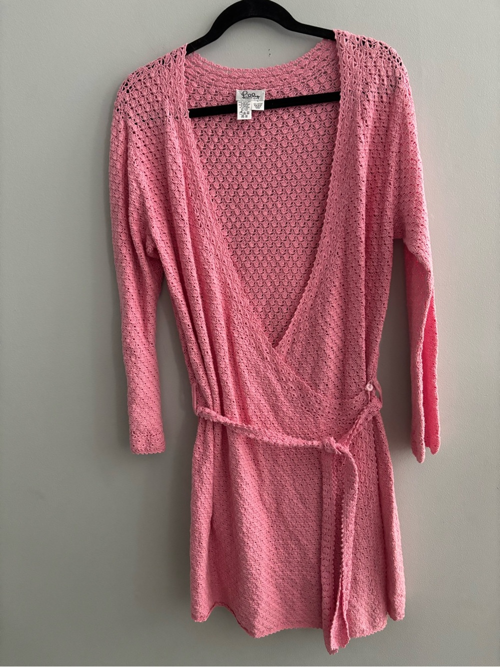 Lilly Pulitzer Pink Crochet Wrap Robe